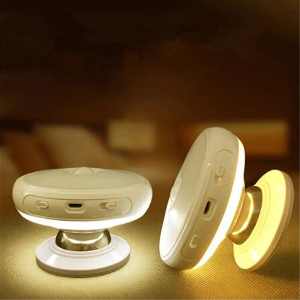 

360 Degree Rotating Rechargeable LED Night Light Security Wall Lamp Motion Sensor Light for Bedroom Stair Kitchen Lights