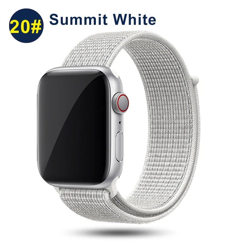 Ремешок UEBN для Apple Watch Series 5 4 3 band 44 мм/40 мм Спортивная петля для iwatch band 5 42 мм 38 мм ремешок браслет нейлоновый ремешок для часов - Цвет ремешка: Summit White