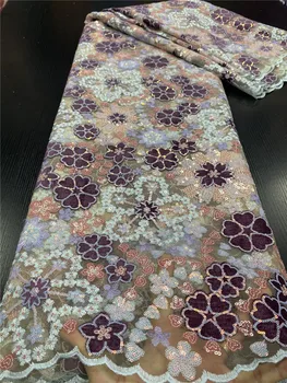 

XIYA New Design African Lace Fabric 2020 High Quality Lace French Nigerian Embroidered Tulle Lace Fabrics With Sequins QF3474B-1
