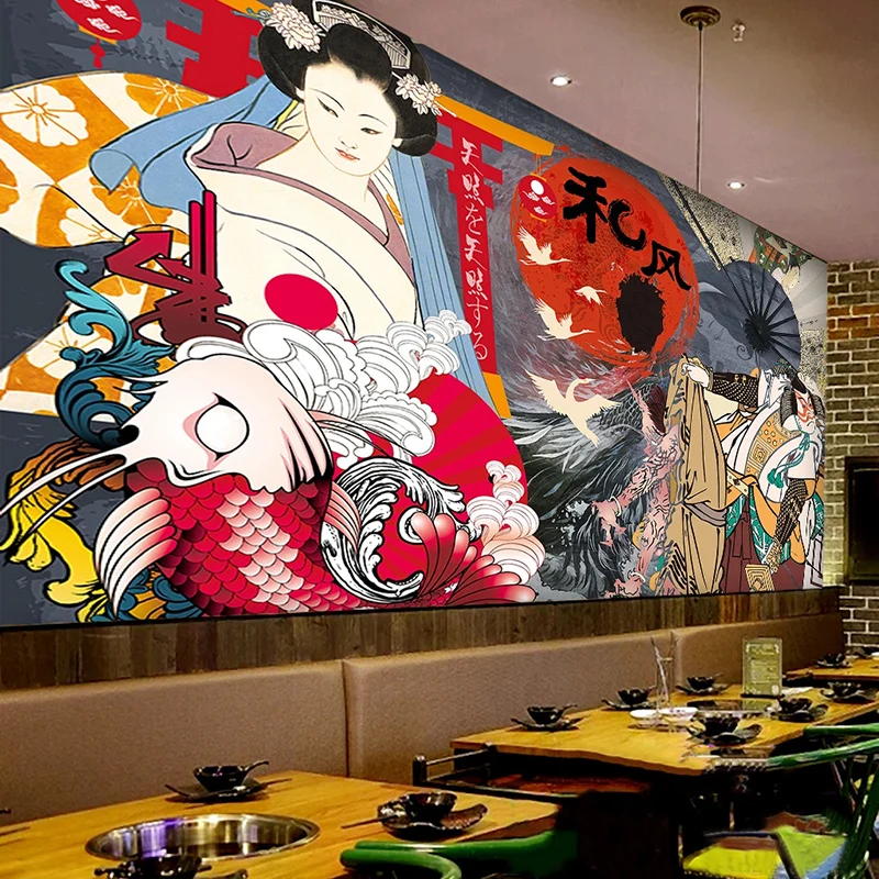 Papel de Parede 3d Personalizado em Qualquer Tamanho Mural Cozinha Japonesa Restaurante Plano de Fundo Decoração de Parede Auto-adesivo à Prova Dágua
