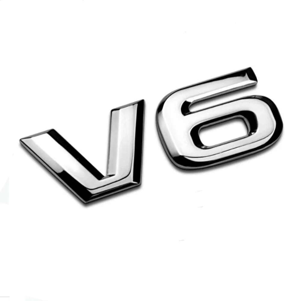 Dsycar 3D металлический V6 дисплей двигателя автомобиля стикер эмблема значок для Декор для автомобилей Аксессуары - Название цвета: Silver