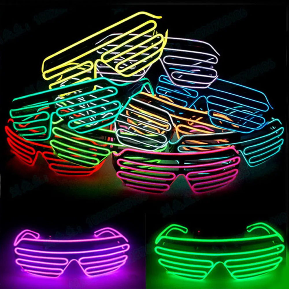 Новейший Неон вечерние EL очки провода неоновые светодиодные очки бокалы с подсветкой рейв костюм вечерние диджей солнцезащитные очки декор для вечеринки в честь Дня Рождения