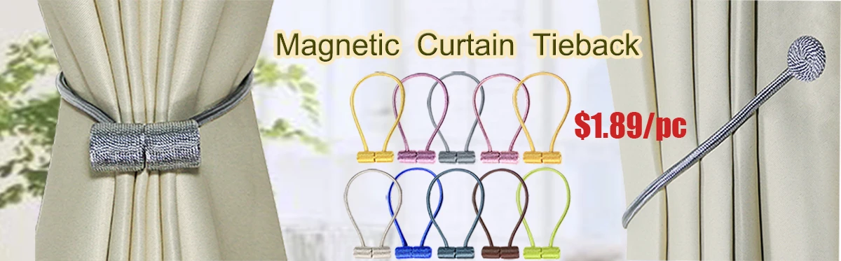 2Pcs Magnetic Curtain Tiebacks Decorative Curtain Holdback Rope Convenient Curtains Tie Backs Strong Magnet Curtain Holder Clips