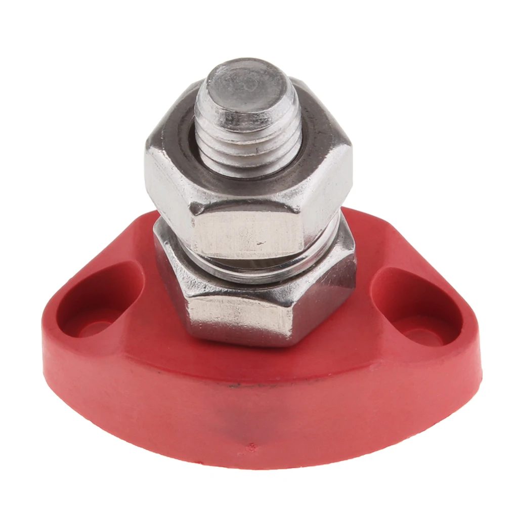 Terminal Junction Block Stainless Power Post Distribution Buss Bar Red