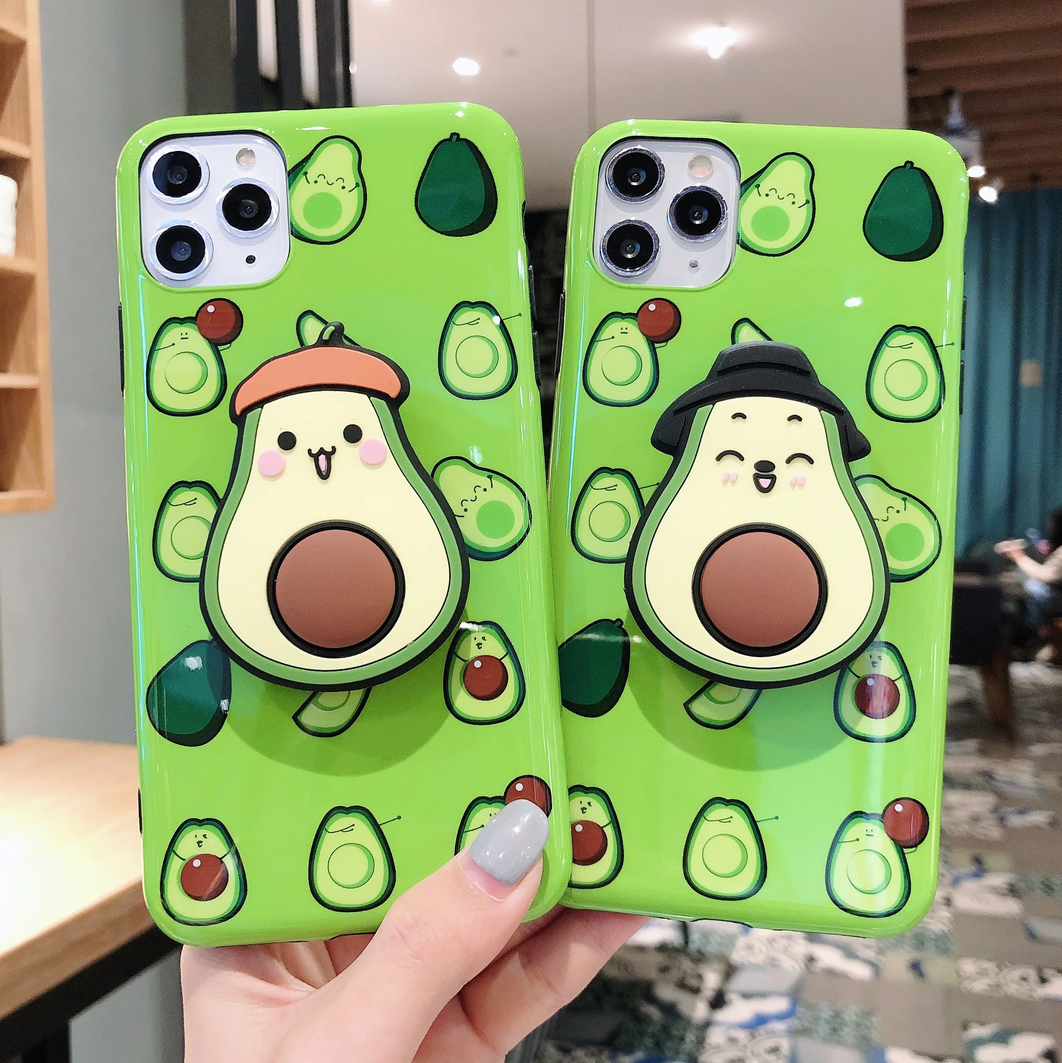 

3D Cute Fruit Avocado Phone Case For iPhone 11 11 Pro Max X XR XS 11Pro 6 6S 7 8 Plus Anti-fall Holder Soft Silicone Cover Coque