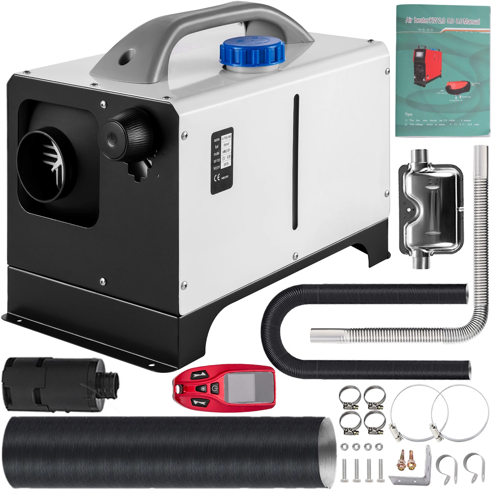 Vevor 3 / 5 / 8kw 12v Diesel Air Heater All In One Mini Heater With  Silencer Lcd Switch Remote Control For Car Bus Rv Trucks Suv - Heating u0026  Fans - AliExpress