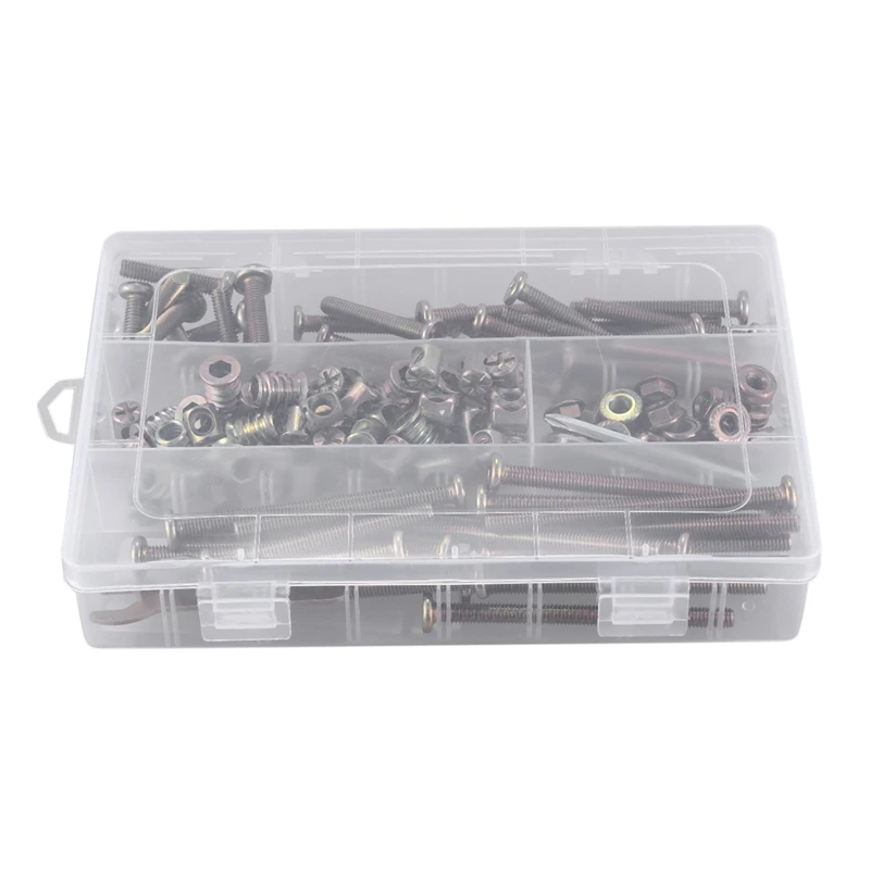 

150PCS Bolts Nuts Kit Hex Socket Head Cap Screws Nuts Zinc Plated M6 Crib Screws Furniture Barrel Screws Bolts Assortment Kit fo