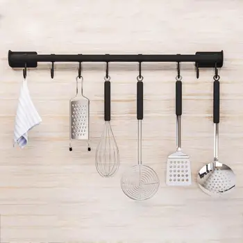 

50cm Hanging Rod Non-perforated Stainless Steel Kitchen Rack Wall Hanging Chopsticks Pot Lid Kitchenware Knife Holder Storage Sh