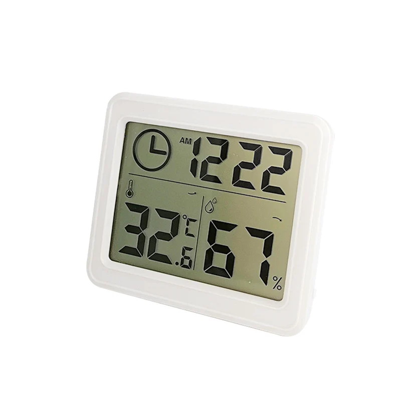Junejour Многофункциональный термометр гигрометр автоматический электронный Температура Влажность мониторы часы большой ЖК-экран - Color: white