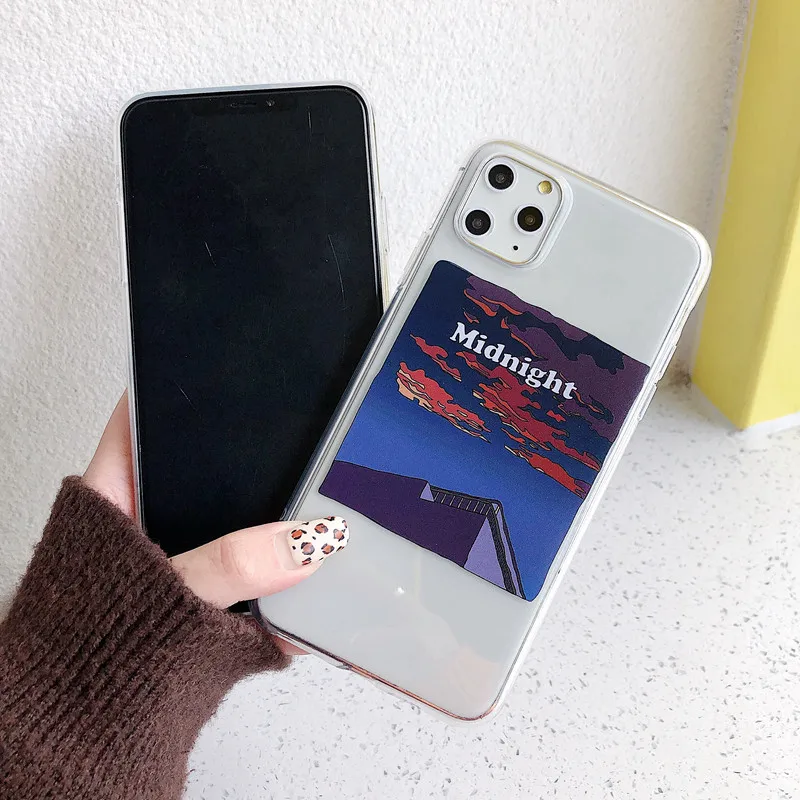 Чехол для телефона с рисунком иллюстрации iPhone 12 mini 11 Pro Max 7 8 plus X XR XS прозрачный