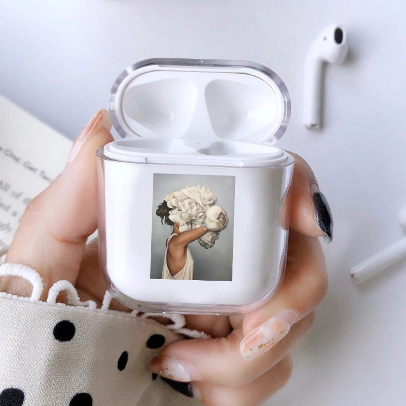 Модный жесткий чехол для Apple Airpods с цветочным рисунком, прозрачный защитный чехол для наушников с Bluetooth, чехол для Air pods 2, чехол