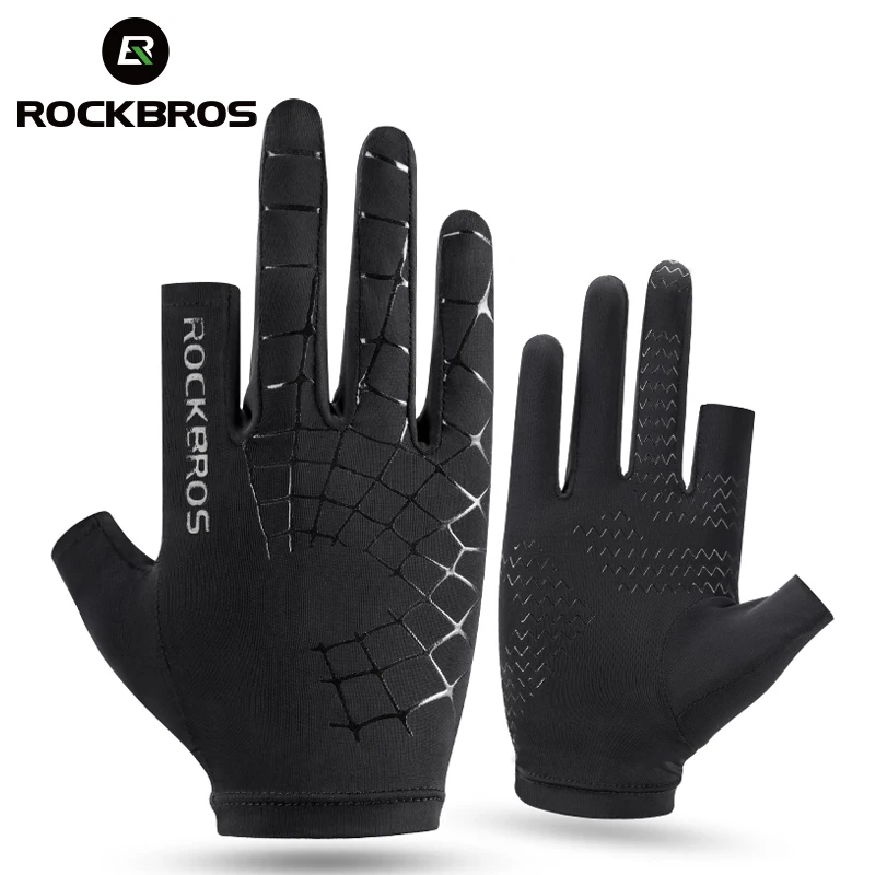 

ROCKBROS Ice Silk Cycling Gloves Anti-UV Touch Screen Breathable Anti-slip Elasticity MTB Road Bike Gloves Outdoor Sports