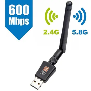 

Wireless USB wifi Adapter AC600 Dual Band 600Mbps 2.4GHz 5GHz WiFi with Antenna PC Computer Network Card Receiver 802.11b/n/g/ac