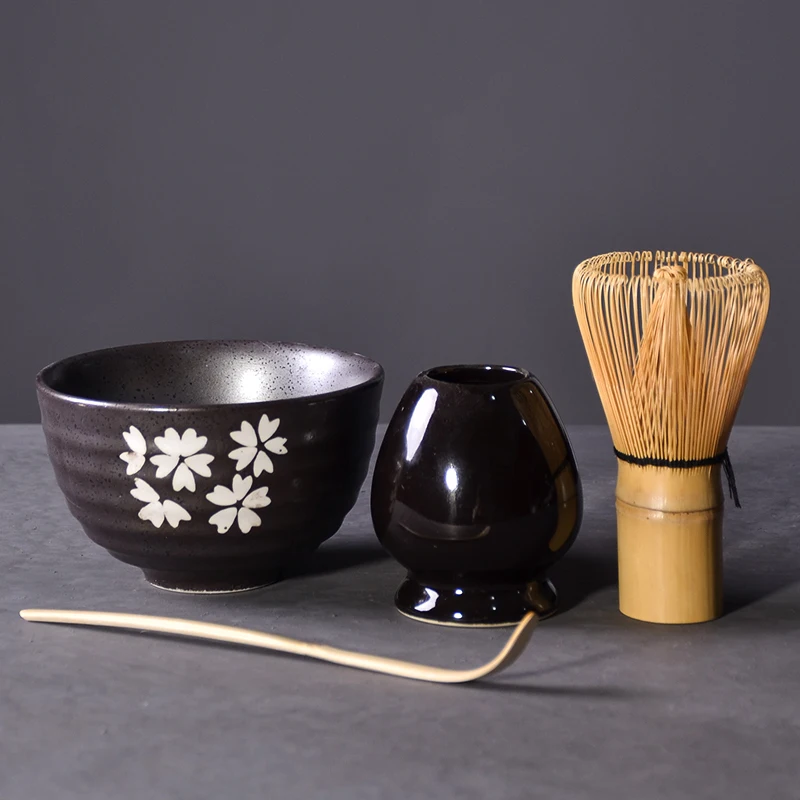 TANGPIN 4 шт./компл. традиционная matcha giftset бамбуковая ложечка венчик Совок церемониальная чаша для маття венчик держатель японский чайный сервиз - Цвет: Style C