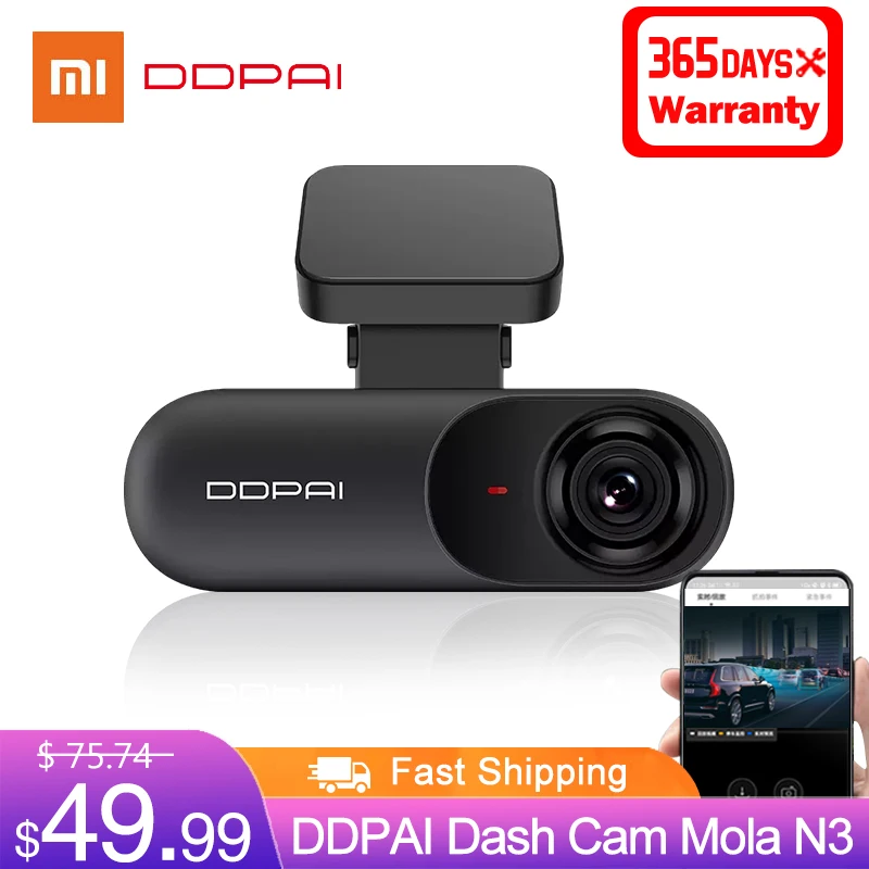 Ddpai traço cam mola n3 1600p 2k hd carro dvr câmera gps android wifi inteligente conectar gravador de câmera do carro 24h estacionamento