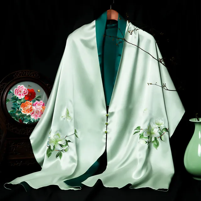 Kínai Kézi Nagykövetség Selyem Sál Hímzés Kendő Suzhou Béka Csat Ajándék Műalkotások