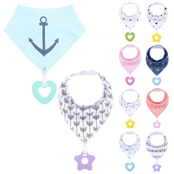 

Double-layer Baby Bib With Teether Pacifier Chain Drool Cotton Waterproof Drooling For Baby Feeding