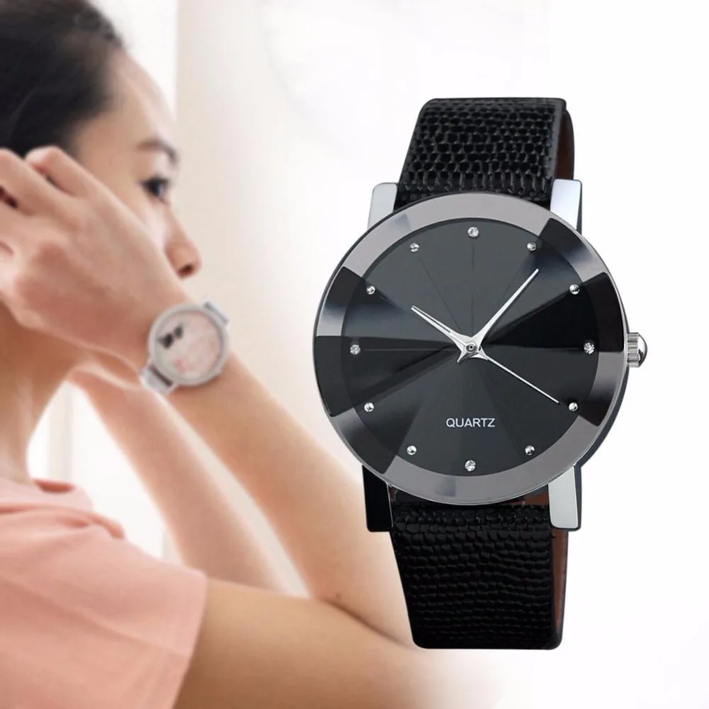 Женские наручные часы Спортивные кварцевые модные кожаный ремешок автоматический лучший подарок черный