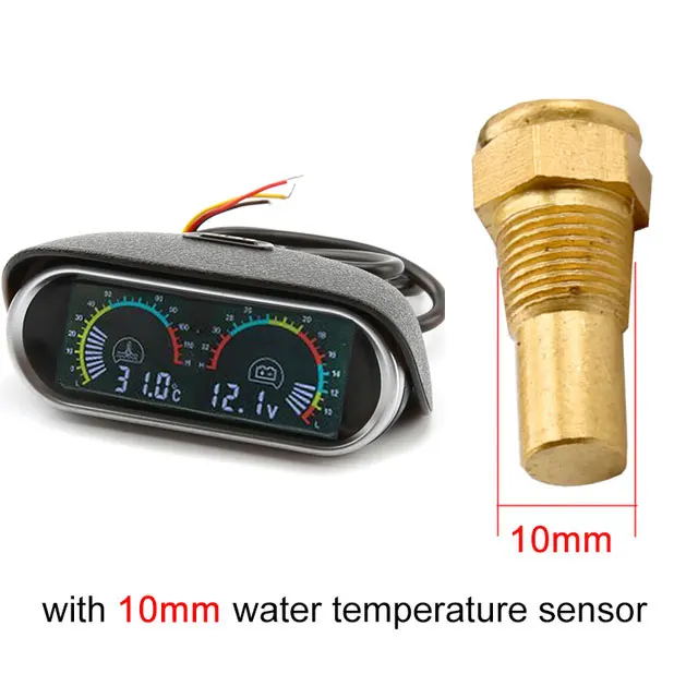 10mm 12v24v ЖК-цифровой автомобильный Грузовик измеритель температуры воды вольтметр измеритель величины напряжения 2 в 1 Funtion Sunshield Универсальный горизонтальный - Цвет: 10mm
