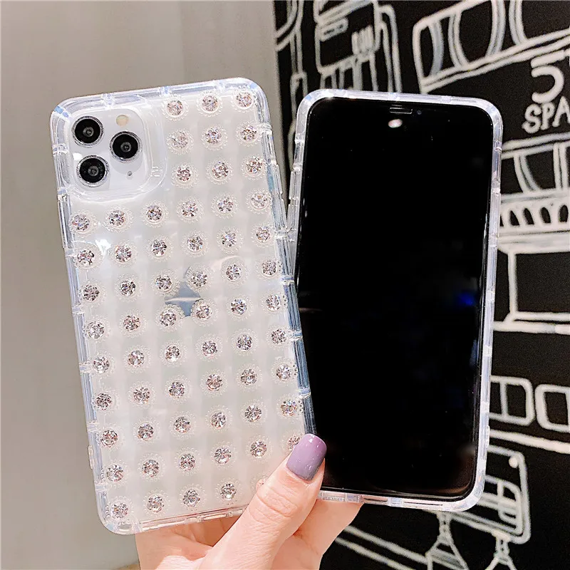 Прозрачные блестящие 3D чехлы для телефонов с бриллиантами iPhone X 11 pro Xs Max Xr 8 7 6 6s Plus