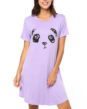 

Soft Cotton Print Nightdress Sleepwear Women Nightwear Bathrobe Intimate Lingerie Cute Home Dressing Gown Casual Nightgown