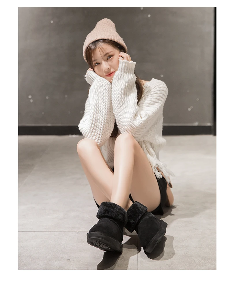 Snow Boot Women's Mid-Calf Boots Booties Ladies Shoes Low Heels booties Bootee Woman Round Toe Lace Up Short Mid Calf Rubbe
