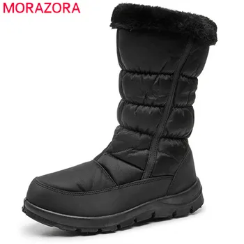 

MORAZORA 2020 new arrival thick fur snow boots women flat shoes zipper solid colors Waterproof non-slip winter ankle boots woman
