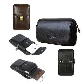 

Universal Genuine Leather Phone Pouch Case for SAILF R30 pro Note10 Plus F i12 pro Cover Belt Clip Holster Phone Bag 6.3' Case