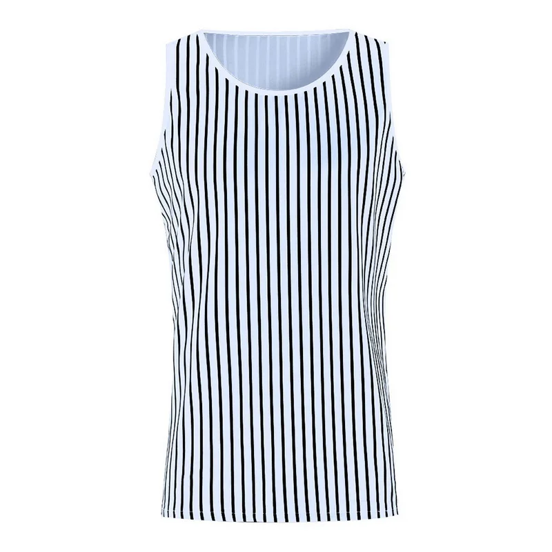 Хороший поп бренд для мужчин VogueStriped без рукавов с круглым вырезом Летний жилет пляжный спортивный мужской s Модный тонкий топ на бретелях