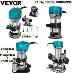 VEVOR – Mini tondeuse à main 710W, Kit de palmier stratifié avec Base fixe/plongeante/Offest pour le travail du bois, rainurage 10000 30000RPM 
