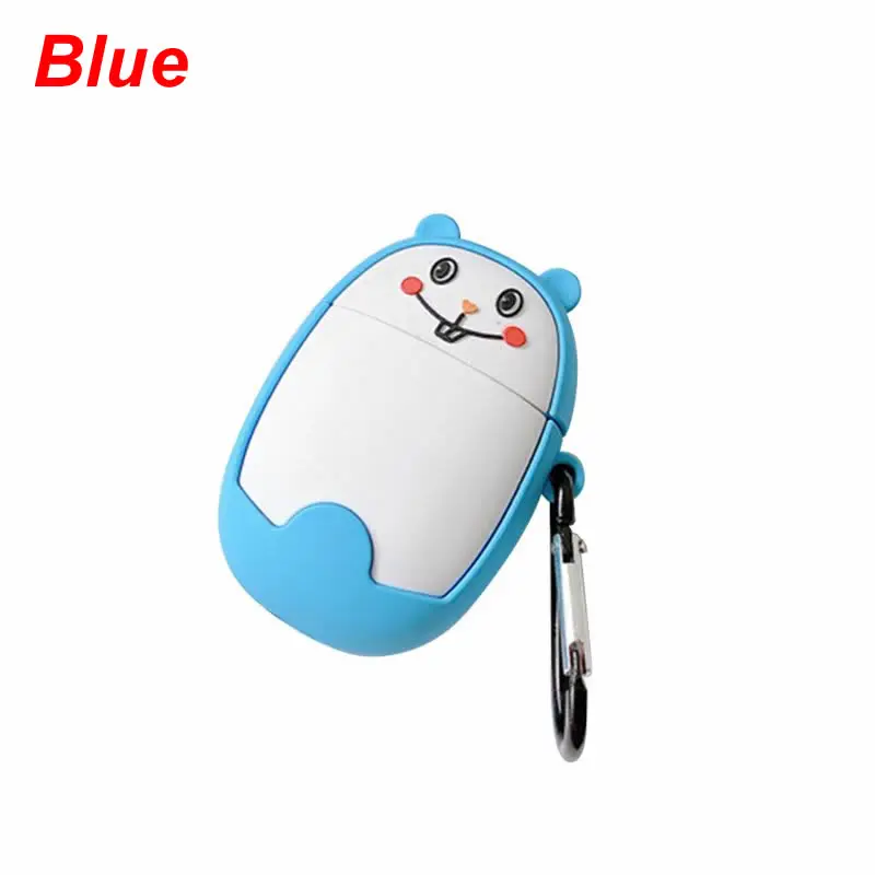Blue Милый защитный чехол для мыши силиконовый чехол с карабином для Airpods 1/2 H37E - Цвет: Blue