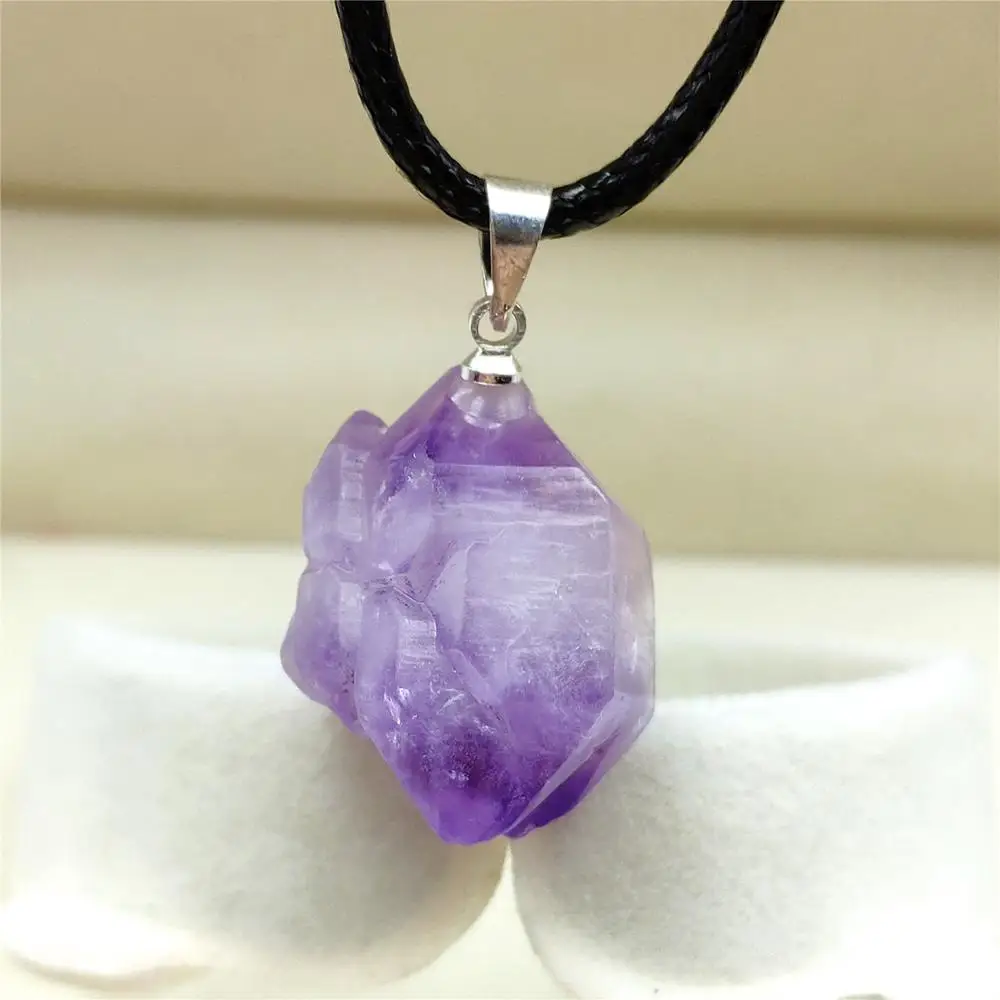 

Genuine Natural Lavender Amethyst Quartz Purple Raw Material Crystal Pendant Fashion 22x17mm Healing Stone AAAA