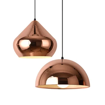 

Nordic Rose Gold Pendant Lights Luxury Mirror Lampshade Hemisphere Pendant Lamp Restaurant Bar Living Room Hanging Light Fixture