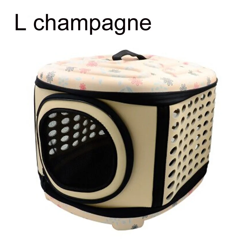 L Champagne Переноска для домашних животных, для собак, кошек, складная клетка, складная сумка для ящиков, пластиковая сумка для переноски, товары для домашних животных, сумка для транспортировки - Цвет: L Champagne