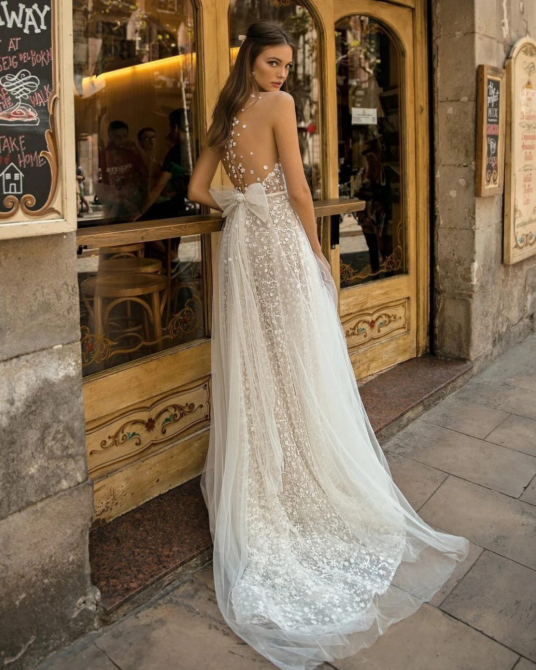 Vivian's Bridal Необычные кружевные аппликации летнее пляжное свадебное платье Милая Фея Иллюзия сетка бант пояса А-силуэт Бохо свадебное платье