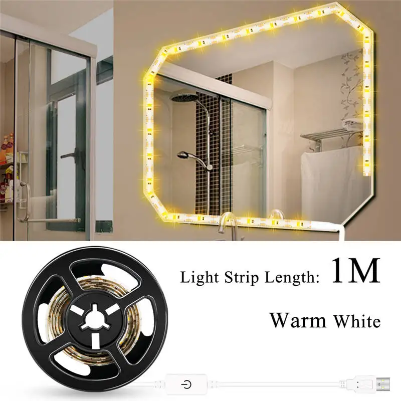 

Mirror Vanity Light Strip LED USB Wall Lamp 5V Stepless Dimmable Makeup Dressing Table LED Lighting 0.5M-5M Beauty Mirror Lamp