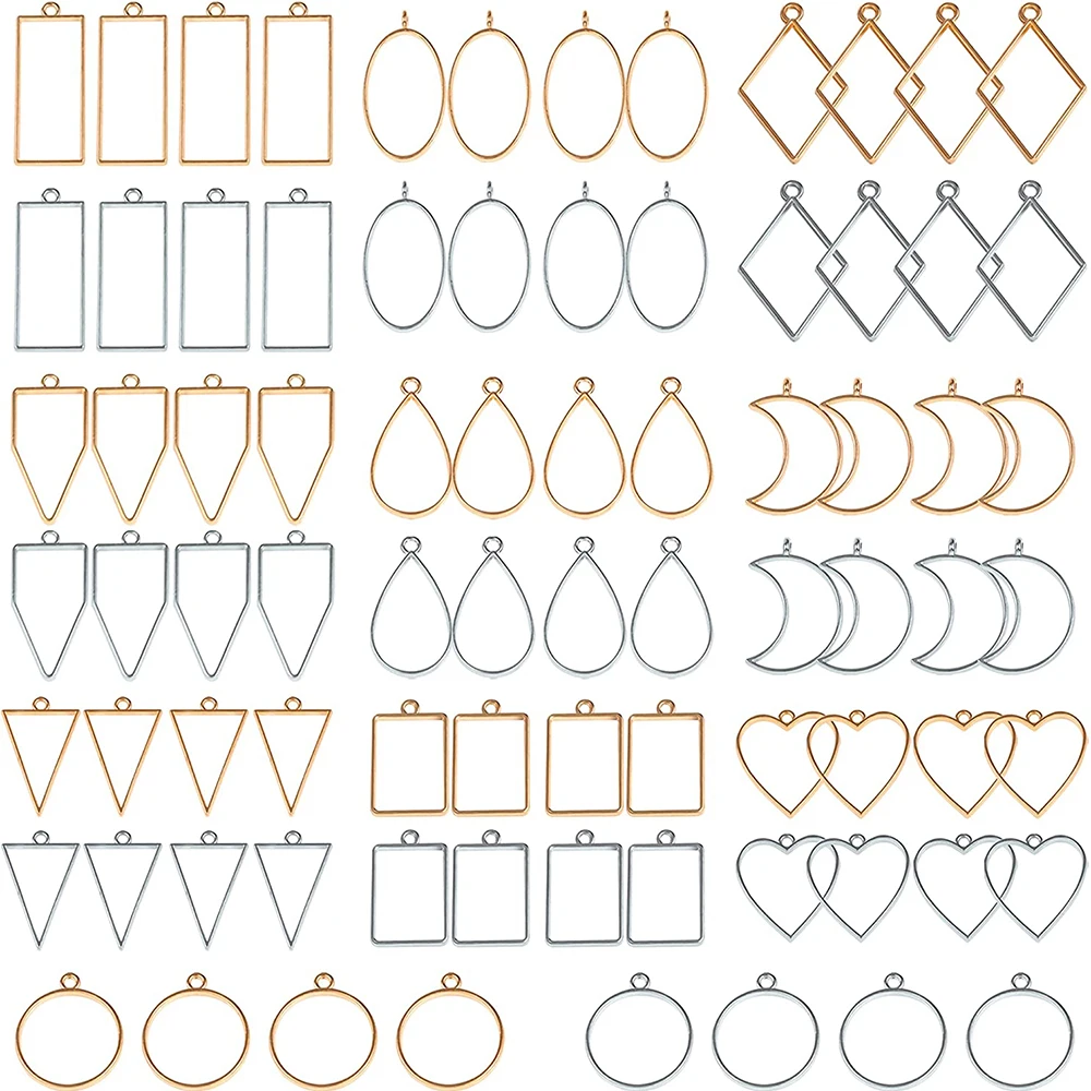 

10pc Metal Geometric Hollow Frame Beze Blank Pendant UV Epoxy Resin Molds Charms DIY Necklace Jewelry Kit Making Accessories