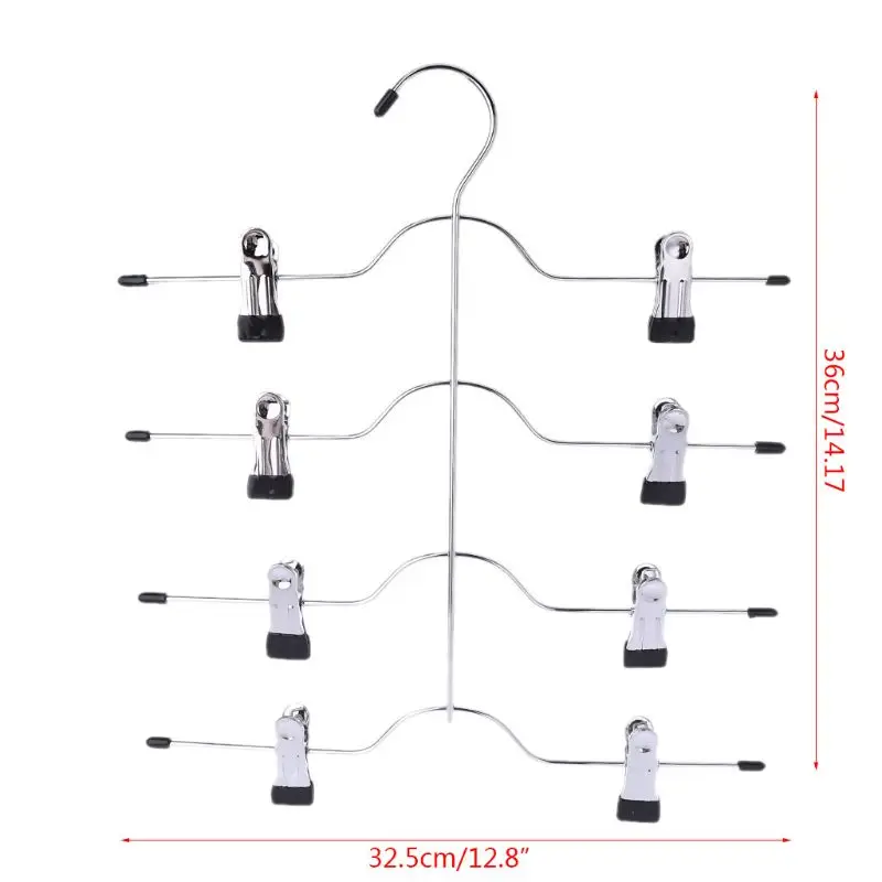 Multifunctional 4 Layer Stainless Steel Pants Hanger Rack Clip Skirt With 8 Clip 3