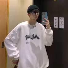  Melting Letter Sweatshirt Men's Clothes Funko Pop Vintage Japanese Streetwear Sweatshirt Hip Hop er Autumn And Winter Urban Tops 