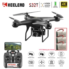 KEELEAD S32T Дрон 4K 1080P WiFi FPV антивибрационный карданный Дрон с камерой Профессиональный gesture фото RC Квадрокоптер VS M69G SG106 Дрон