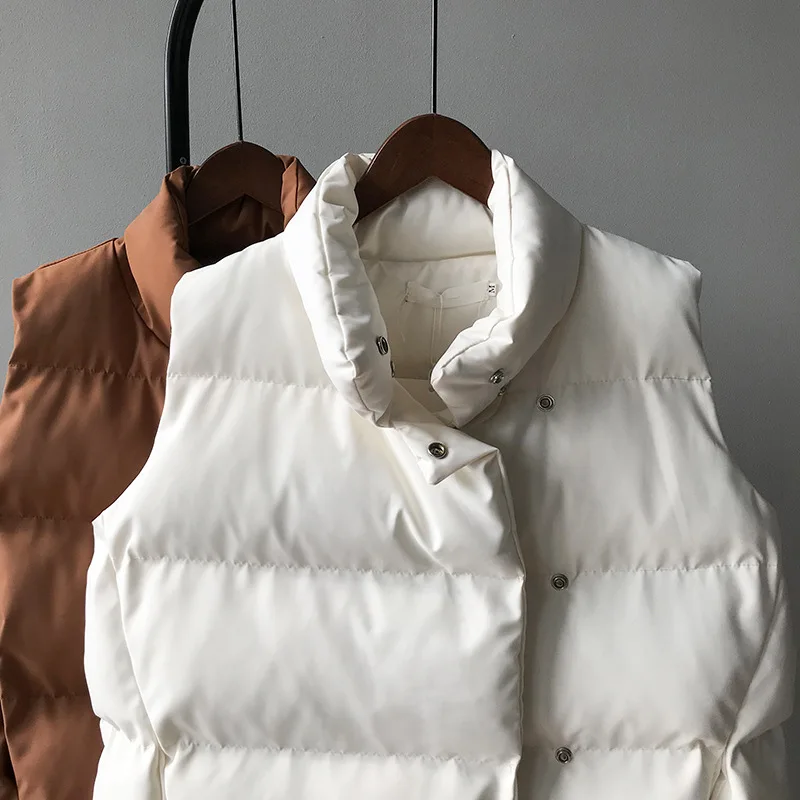 Winter Women Stand Collar Warm Vest Coat Sleeveless Fashion Black Color Vest Tops Chaleco Mujer Gilet Casaco Feminino