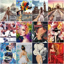 AZQSD Painting By Numbers Girl Oil Painting Portrait Pictures By Number Paint By Numbers For Adults Home Decor