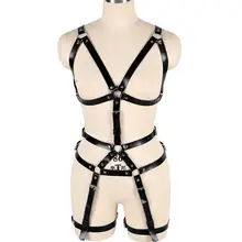Полное тело ремни бюстгальтер пояс кожаный Открытый Топ Черное Белье Карнавал полюс танец рейв Пояс для чулок подвязки размера плюс сексуальное нижнее белье
