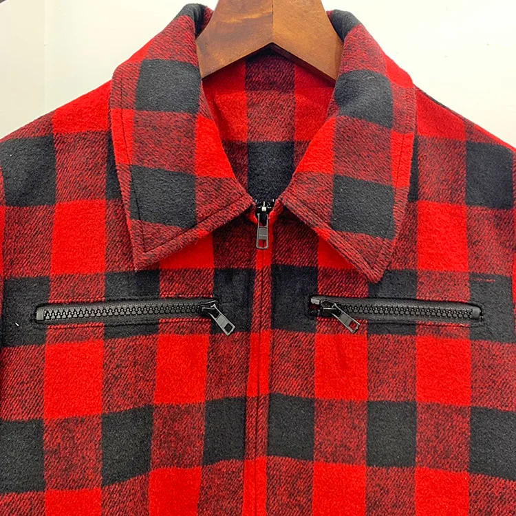 Лидер продаж, модные зимние женские шерстяные куртки высокого качества в европейском и американском стиле, шикарное клетчатое шерстяное пальто B317