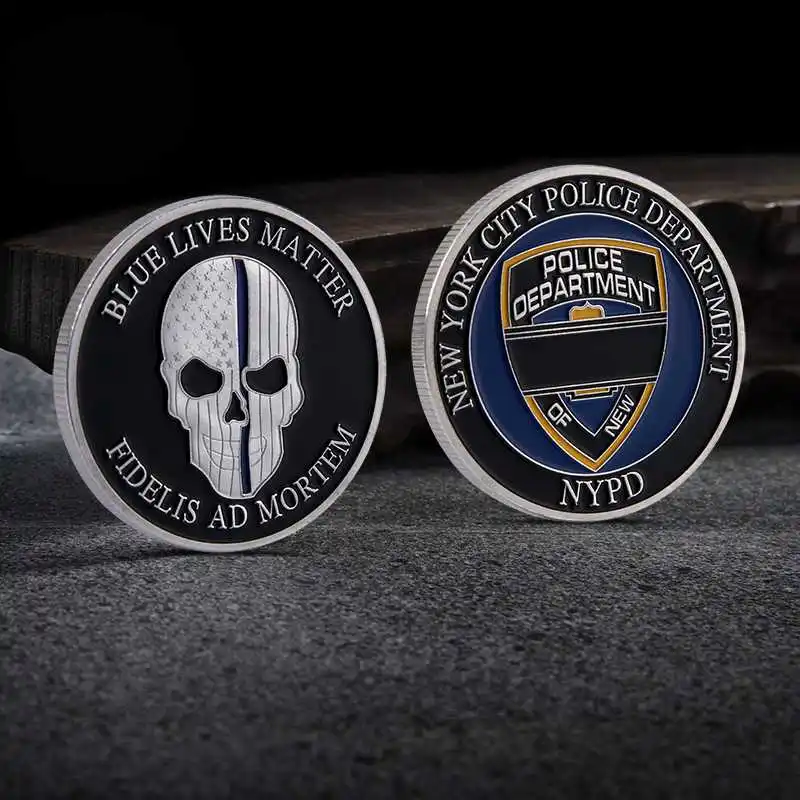 Нью-Йоркский Полицейский отдел NYPD Blue lives Matter Skull памятный обмен монет монеты