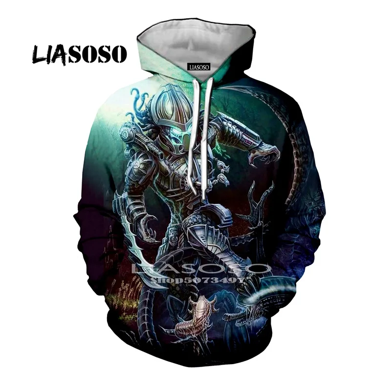 Liasoso толстовки с капюшоном из фильма "хищник", мужская толстовка с 3D принтом, брендовые толстовки, качественный пуловер, забавная уличная одежда с капюшоном размера плюс