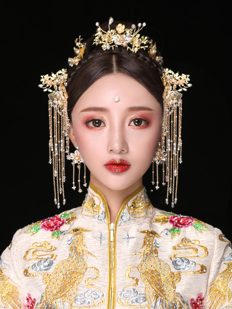 Головной убор новая невеста традиционный головной убор Китайский феникс корона роскошные классические свадебные аксессуары для волос