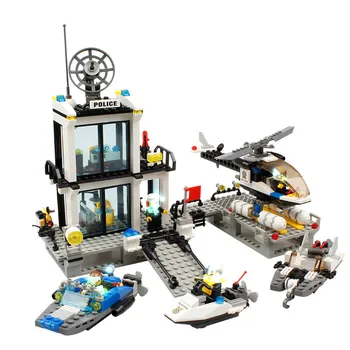 

536pcs City Police Building Blocks Bricks 16 IN 1 Maritime Police Station with Action Figures Set Toys for Children Boys Gifts
