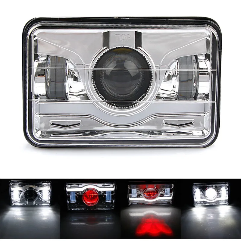 

1 x 4x6" LED Projector Headlight Headlamp Sealed Beam Silver fit for Jeep Wrangler Cherokee Headlight Truck 12V24V