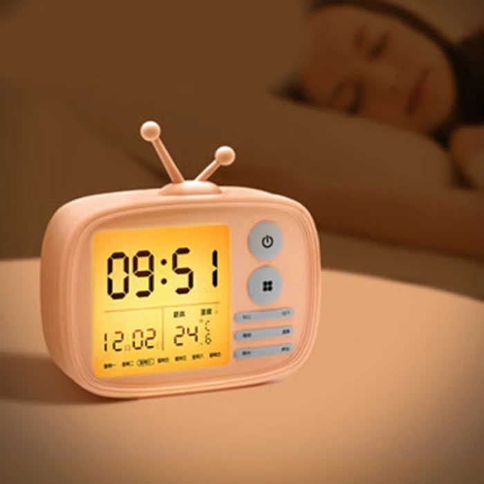 Wake Up светодиодный цифровой динамик Bluetooth будильник спальня держатель телефона Ретро ТВ портативные часы@ LS